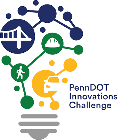PennDOT Innovations Challenge logo featuring a light bulb design with transportation and infrastructure symbols.